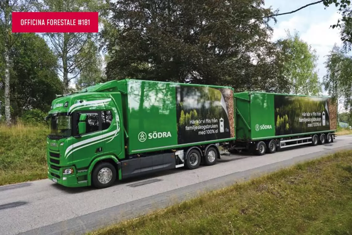 Camion elettrico Scania 45R: anche il legno viaggerà in elettrico?